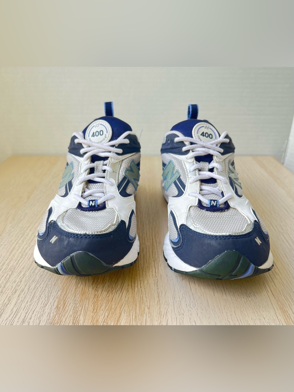 New Balance 400 Y2K Mesh Running Dad Sneakers White Navy Silver US 10 - Picture 6 of 15